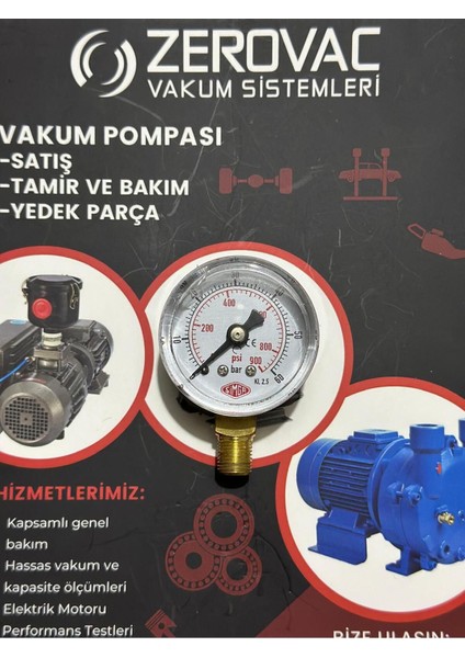 Ø40 mm Çaplı, Alttan Bağlantılı, Kuru Tip, 0-60 Bar Manometre