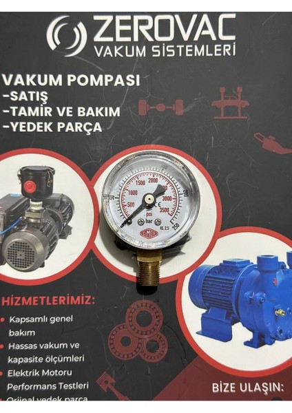 0-250 Bar Çap Ø40 mm Alttan Bağlantılı Kuru Tip Manometre