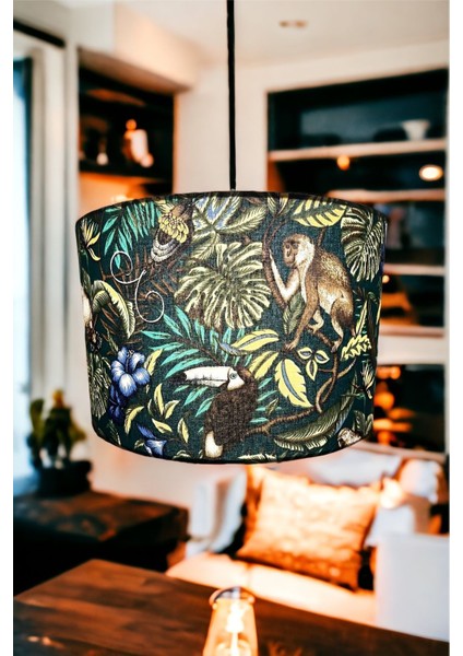 Yeşil El Yapımı Silindir Abajur Başlığı, Şık ve Kaliteli Tasarım