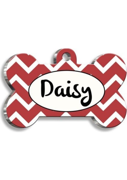 Künye Kedi Köpek Medium Kırmızı Beyaz 2,6x3,8 cm