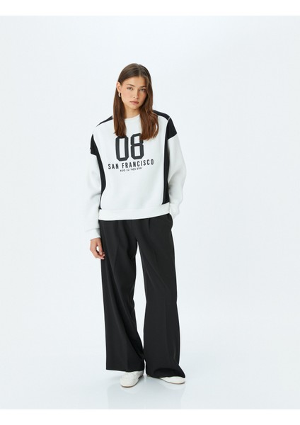 Yeni Sezon Kolej Baskılı Bisiklet Yaka Renk Bloklu Şardonlu Oversize Sweatshirt fiyatları
