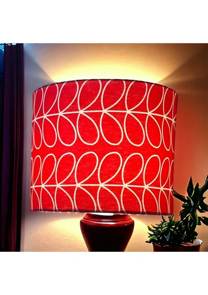 El Yapımı Pembe Silindir Abajur Başlığı, Yüksek Kalite Kumaş, 30X20 cm