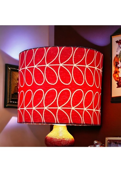 El Yapımı Pembe Silindir Abajur Başlığı, Yüksek Kalite Kumaş, 30X20 cm fiyatları