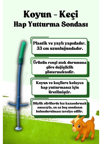 Küçükbaş Hayvanlar Için Plastik Hap Yutturma Sondası, 1 Adet, Ahır Kullanımı fiyatları
