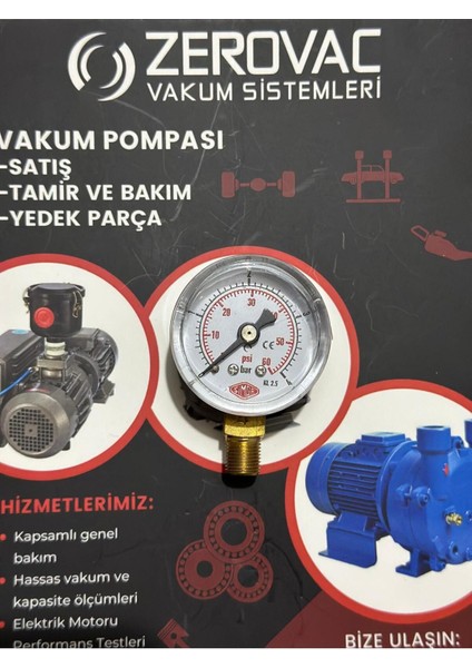 Ø40 mm Alttan Bağlantılı Kuru Tip Manometre, 0-4 Bar Ölçüm Aralığı