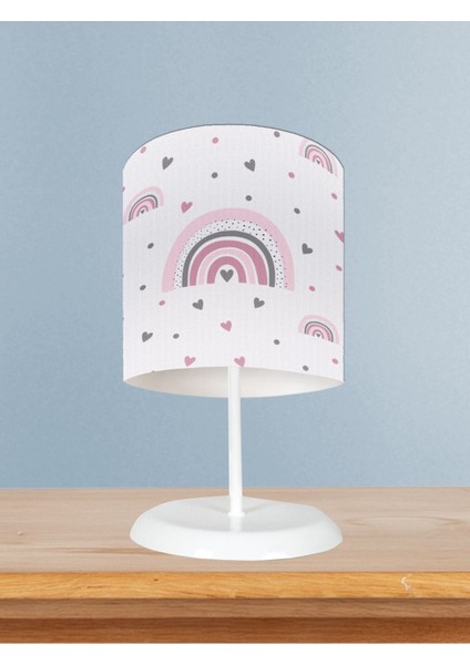 Renkli Gökkuşağı ve Seksek Desenli Bebek Odası Abajuru