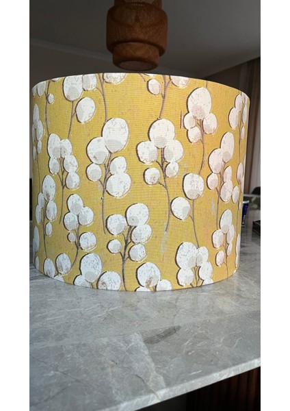 El Yapımı Sarı Abajur Başlığı, Yüksek Kaliteli Kumaş, Şık ve Modern Tasarım indirimleri
