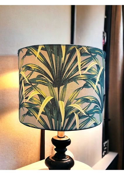 Yeşil El Yapımı Silindir Abajur Başlığı, Yüksek Kaliteli Kumaş ve Şık Tasarım fiyatları