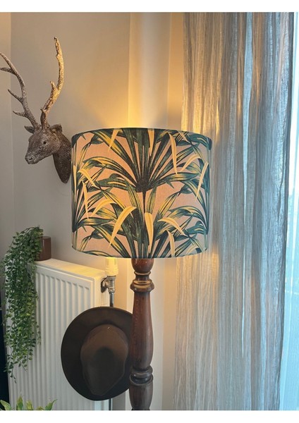 Yeşil El Yapımı Silindir Abajur Başlığı, Yüksek Kaliteli Kumaş ve Şık Tasarım modelleri