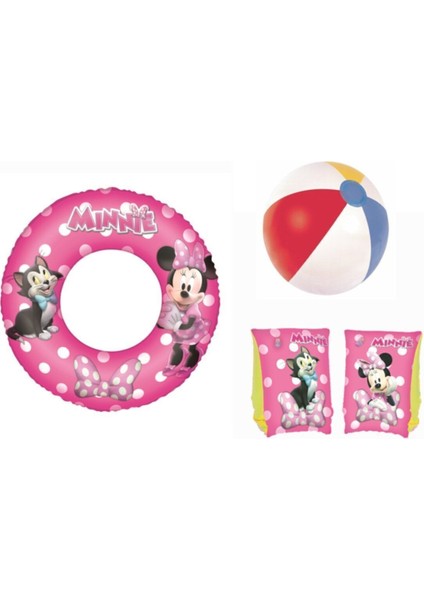 Renkli Minnie Mouse Havuz Seti, Simit, Kolluk ve Top, Eğlenceli Yaz Oyunu Için Ideal