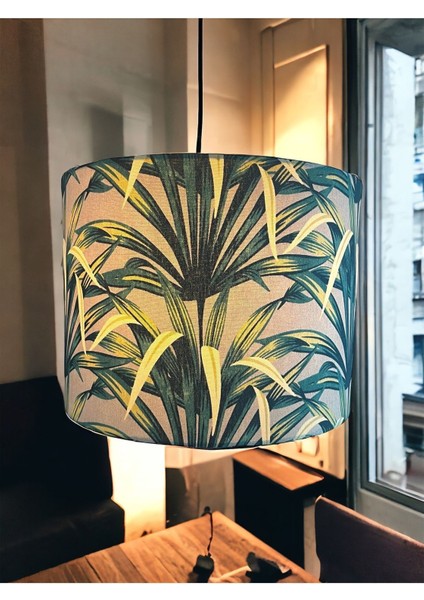 Yeşil El Yapımı Silindir Abajur Başlığı, Yüksek Kaliteli Kumaş ve Şık Tasarım fırsatları