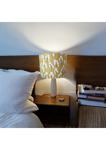 El Yapımı Sarı Silindir Abajur Başlığı, Yüksek Kaliteli Kumaş ve Şık Tasarım