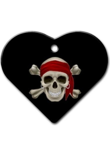 Kedi Köpek Geniş Kalp Korsan Künyesi, Sevimli ve Şık Tasarım, Small