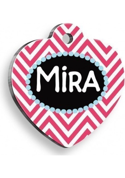 Pembe Zikzaklı Kalp Kedi Köpek Künyesi, 2,5x2,73 Cm, Şık ve Kullanışlı Küçük Tasarım