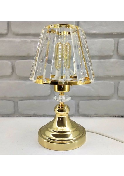 Şık Taşlı Altın Gövde Abajur, Zarif ve Parlak Tasarım fiyatları