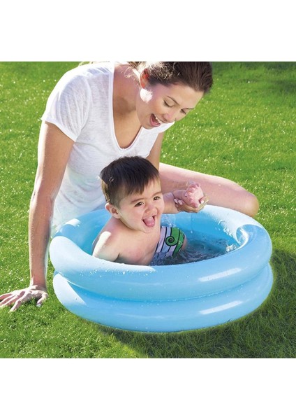 Şişme Bebek Havuzu 61X15, 2 Halkalı, Mavi, Eğlenceli ve Rahat Yaz Aktivitesi fiyatları