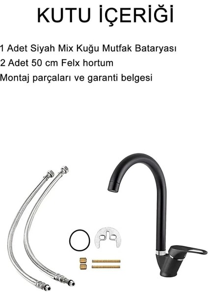 Mat Siyah Lavabo Bataryası Aç Kapa Mix Musluk Sıcak ve Soğuk Su Girişli modelleri