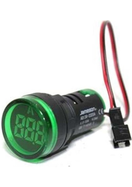 22MM Yeşil LED Akım Trafolu Ampermetre, 0-100A, Yüksek Hassasiyetli Ölçüm Cihazı