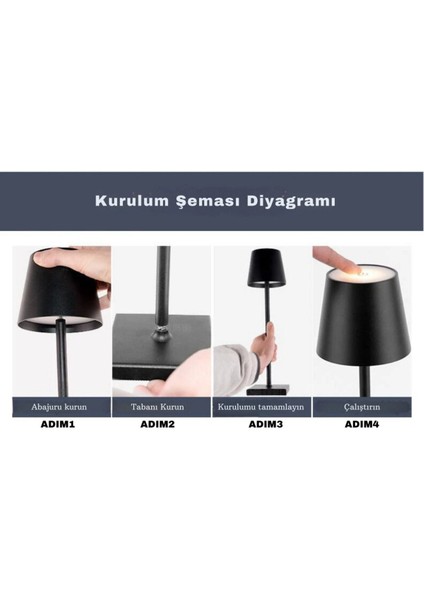 Şık Siyah Dokunmatik Abajur Masa Lambası, USB Şarjlı, Dekoratif ve Lüks Tasarım fırsatları