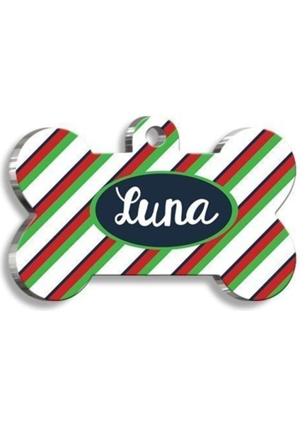 Çizgili Küçük Hayvan Köpek-Kedi Künyesi 2,1x3,1 cm