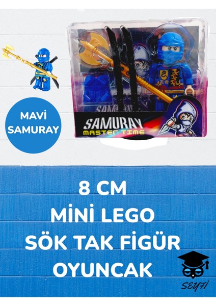 8 cm Mini LEGO Sök Tak Figür Oyuncak, Mavi, Eğlenceli ve Kreatif Tasarım