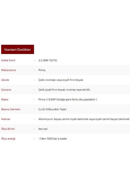 Ø63 mm Pano Tip Kuru Manometre, 0-60 Bar Ölçüm Aralığı ile Güvenilir Kullanım modelleri