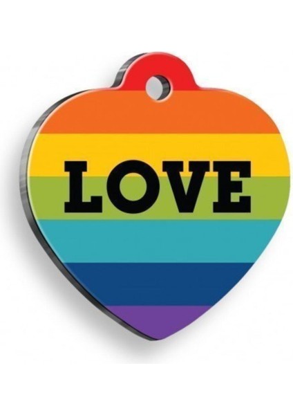 Renkli Kalp Şekilli Evcil Hayvan Kimliği Künyesi, Çelik Kaplama, 2,5x2,73 cm