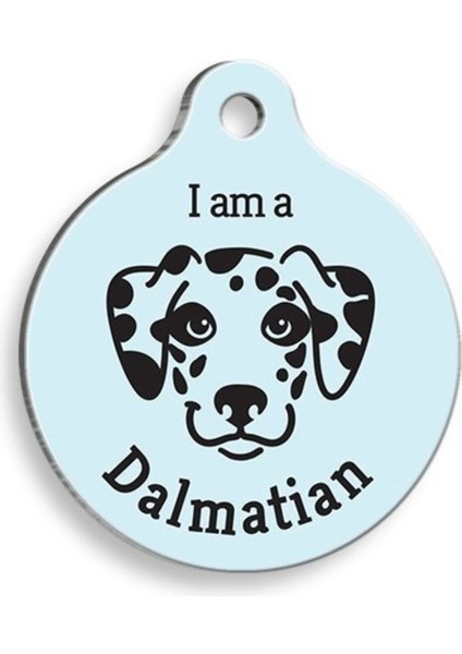 Mavi Dalmaçyalı Yuvarlak Köpek Kimliği, 3,8 cm Büyük Boy, Dayanıklı ve Şık Tasarım
