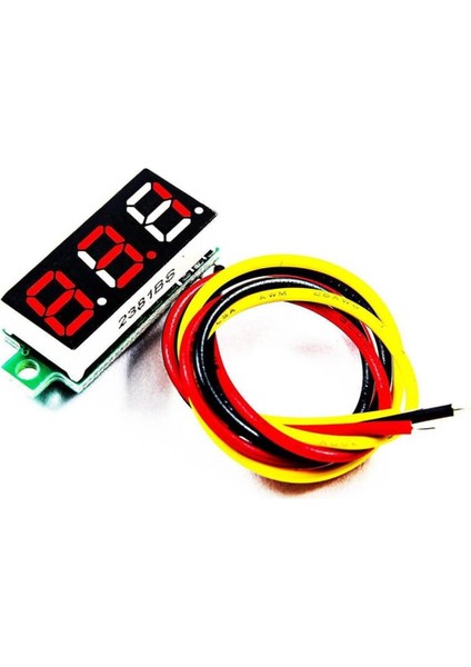 Mini Dijital Voltmetre Ekran Modülü, 0-100V, 0.28 Inç, 3 Kablolu, Kırmızı Ekran