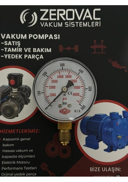 Ø63 mm Alttan Bağlantılı, Kuru Tip, 0-600 Bar Ölçüm Manometresi