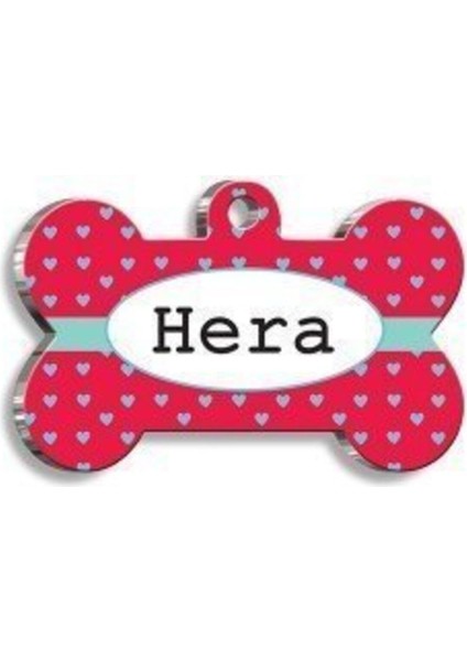 Küçük Kalpli Kırmızı Hayvan Tasması, Orta Boy, 2,6x3,8 cm