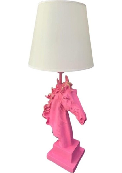 Pembe Kulaklı At Abajur, Şık ve Sevimli Ev Dekoru Için Ideal.
