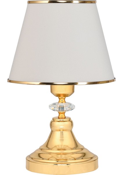 2'li Kumaş Başlıklı Kristal Ayaklı Abajur, Şık ve Zarif Krem Renkli Aydınlatma Seti modelleri