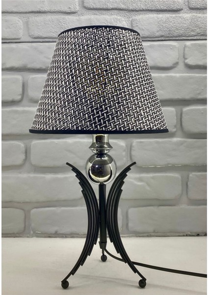 Modern Siyah Metal Melek Tasarımlı Konik Kumaş Şapkalı Masa Lambası fiyatları