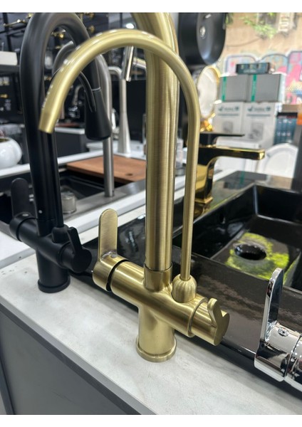 Arıtmalı Spiralli Mat Altın Eviye Bataryası fiyatları