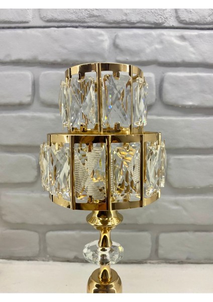 Şık Gold Metal Kristal Taşlı Konik Abajur Masa Lambası modelleri