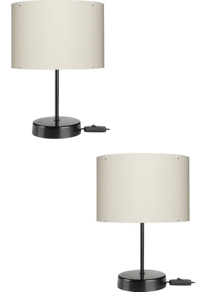 Şık 22'lik Siyah Abajur Çift Seti, Modern ve Sade Tasarım