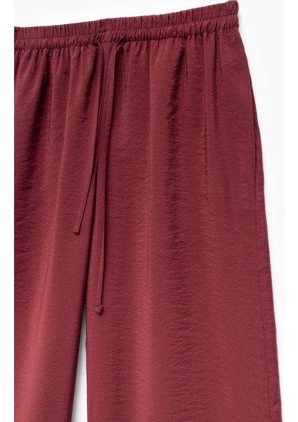 Yeni Sezon Modal Kumaş Normal Bel Cepli Düz Bol Paça Pantolon