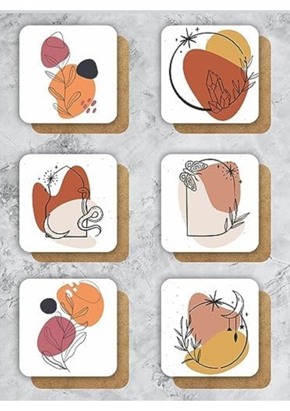 Kelebek Temalı Ahşap Bardak Altlığı 6'lı Set, 9X9CM, Dekoratif ve Şık Tasarım modelleri