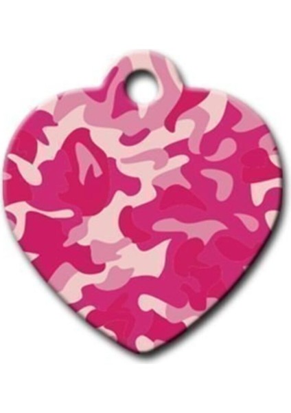 Pembe Kamuflaj Desenli Kalp Figürlü Kedi Köpek Kimlik Kartı