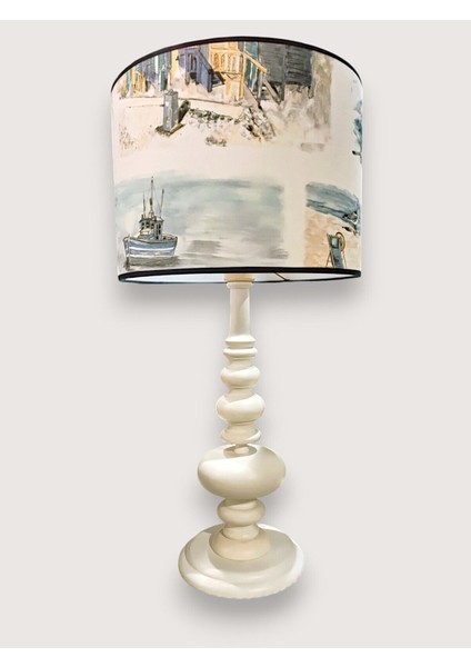 Beyaz Deniz Feneri Abajur, Şık ve Modern Masa Lambası, Ev Dekoru Için Ideal.