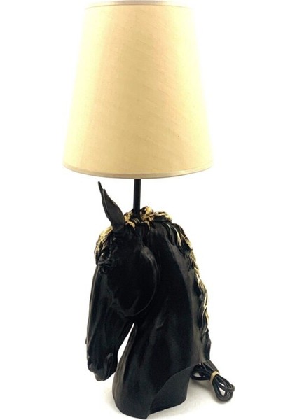 Siyah Şık Kulaklı At Abajur, Modern ve Dekoratif Ev Aksesuarı