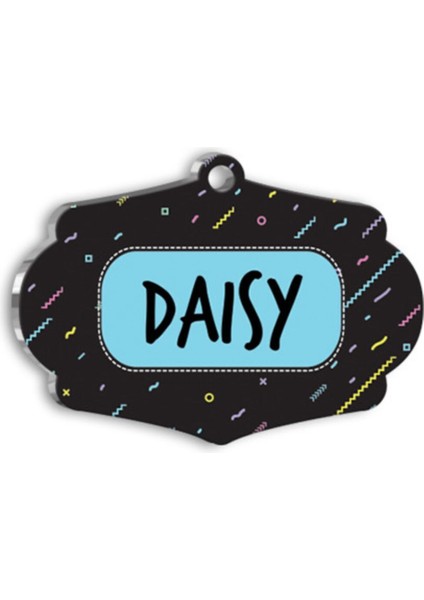 Renkli Çizgili Kedi Köpek Künyesi, Small, 3,7x2,66 cm