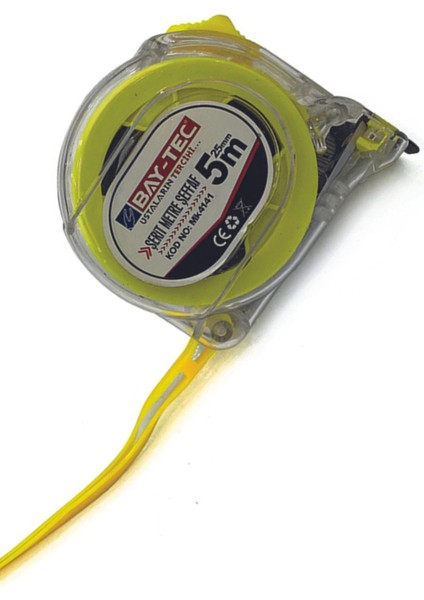 Şeffaf Şerit Metre 8X25MM, Dayanıklı ve Pratik Ölçüm Aracı