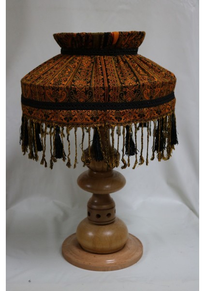 Renkli Ahşap Gürgen Ayaklı Japon Desenli Abajur, Şık ve Doğal Aydınlatma Seçeneği