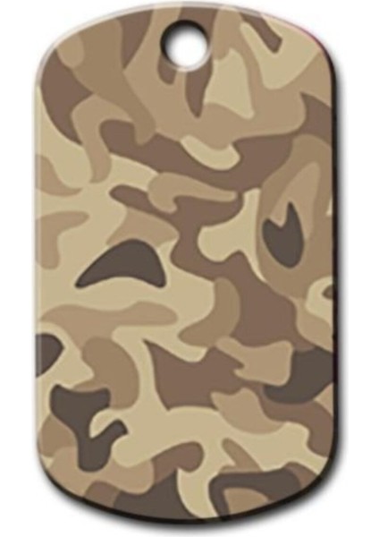 Kahverengi Kamuflaj Künyesi Large 4.2 Cm, Sevimli ve Dayanıklı Evcil Hayvan Aksesuarı