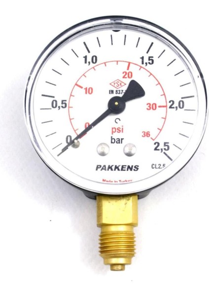 Çap 50 0/2.5 Bar Kuru Tip Basınç Ölçer, Manometre, Göstergesi 1/4''