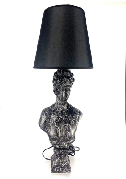 Modern Gri Dekoratif Mitolojik Biblo Abajur, %100 Polyester, Şık ve Şık Aydınlatma.