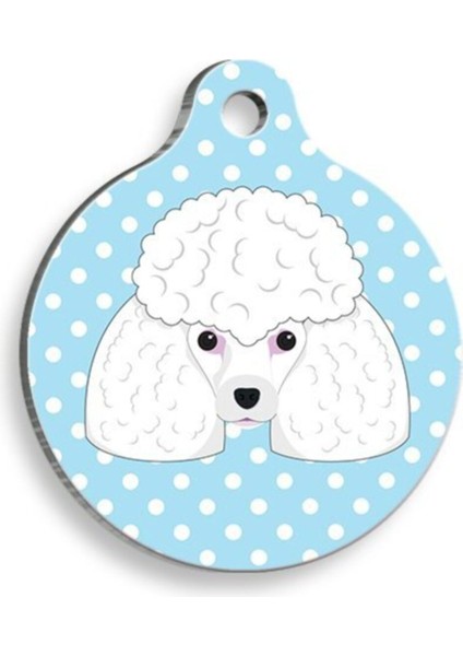 Mavi Puantiyeli Yuvarlak Köpek Kimliği, Şık ve Dayanıklı Tasarım