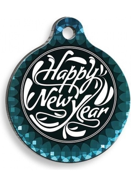 Yeni Yıl Renkli Yuvarlak Kedi ve Köpek Künyesi, Şık ve Sevimli Tasarım